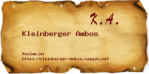 Kleinberger Ambos névjegykártya